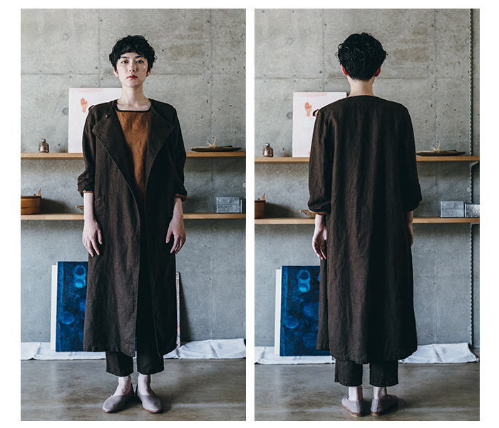 fog linen work フォグリネンワークランディラウンドネックコート