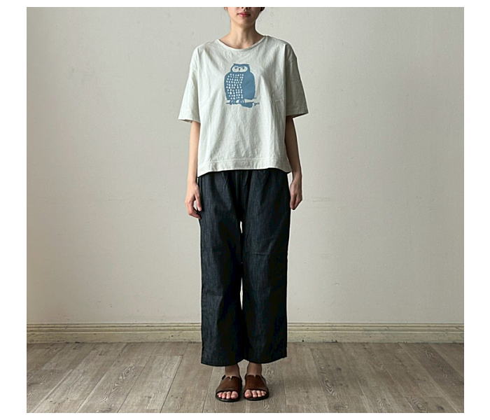 grin(グリン) エーゲ海ふくろうプリントT(8254C029) grin(グリン）エーゲ海 ふくろうプリントTシャツ | 山口県下関市