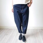 FIRMUM シルク紬糸12ozデニムテーパードパンツ ネップ インディゴ S FIRMUM シルク紬糸12ozデニムテーパードパンツ ネップ